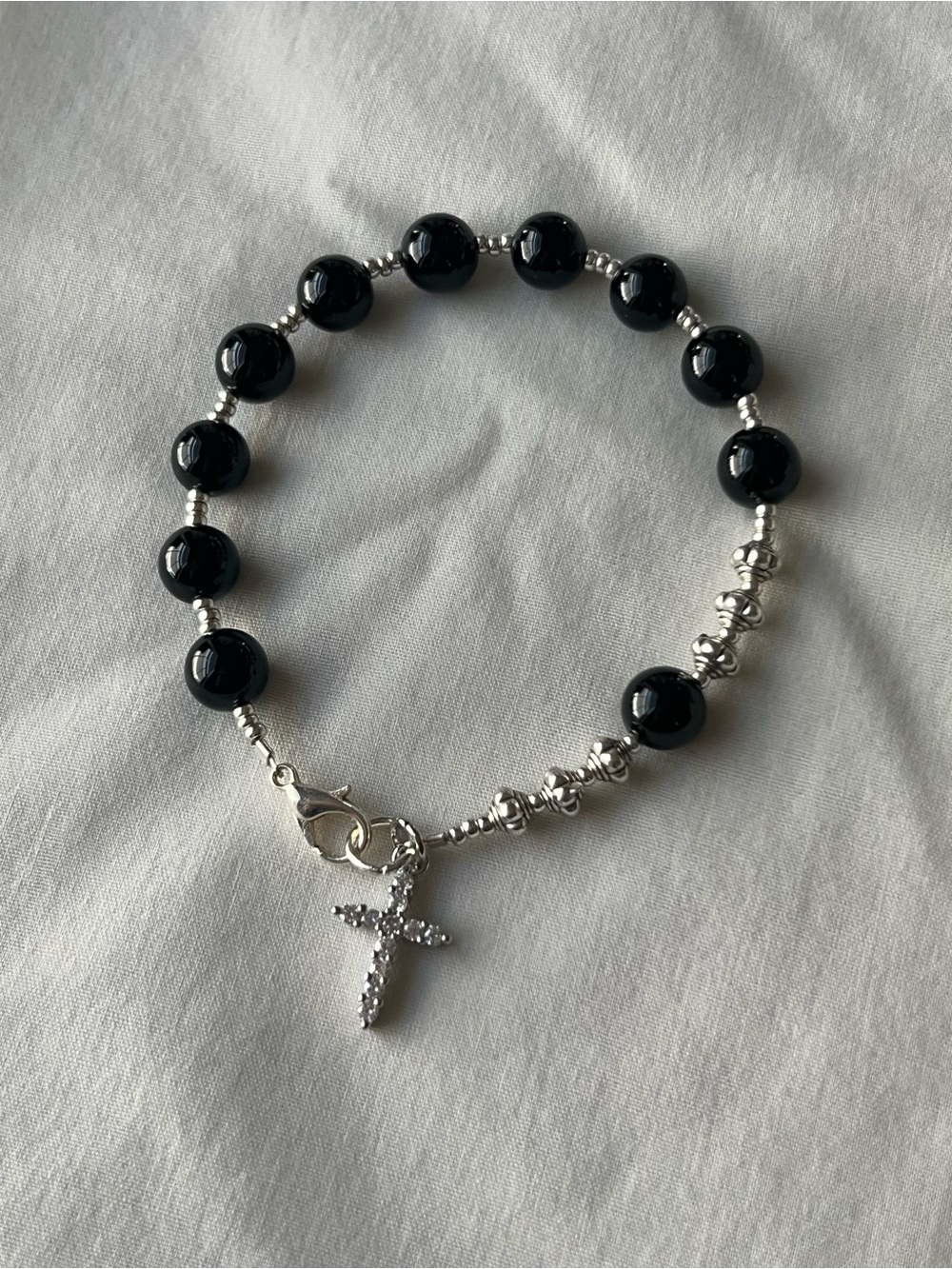 Black onyx rosary bracelet